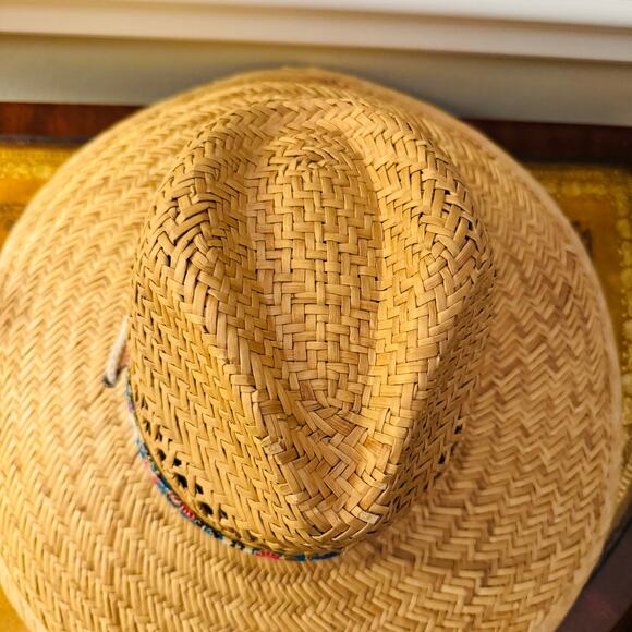 Signatures Tan Straw Hat with Floral Band & String Neck Tie Sunhat - Picture 11 of 13